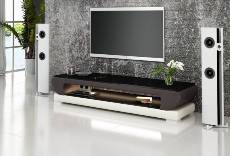 JVmoebel Lowboard RTV TV SIDEBOARD LEDER GLAS TISCH FERNSEH SCHRANK TISCH, Made in Europa von JVmoebel