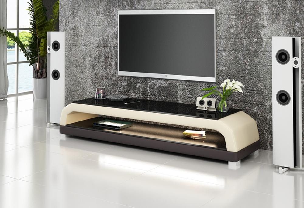 JVmoebel Lowboard RTV TV Sideboard Leder Glas Tisch Fernseh Schrank Tisch Designer Neu (RTV TS1001), Made in Europa von JVmoebel