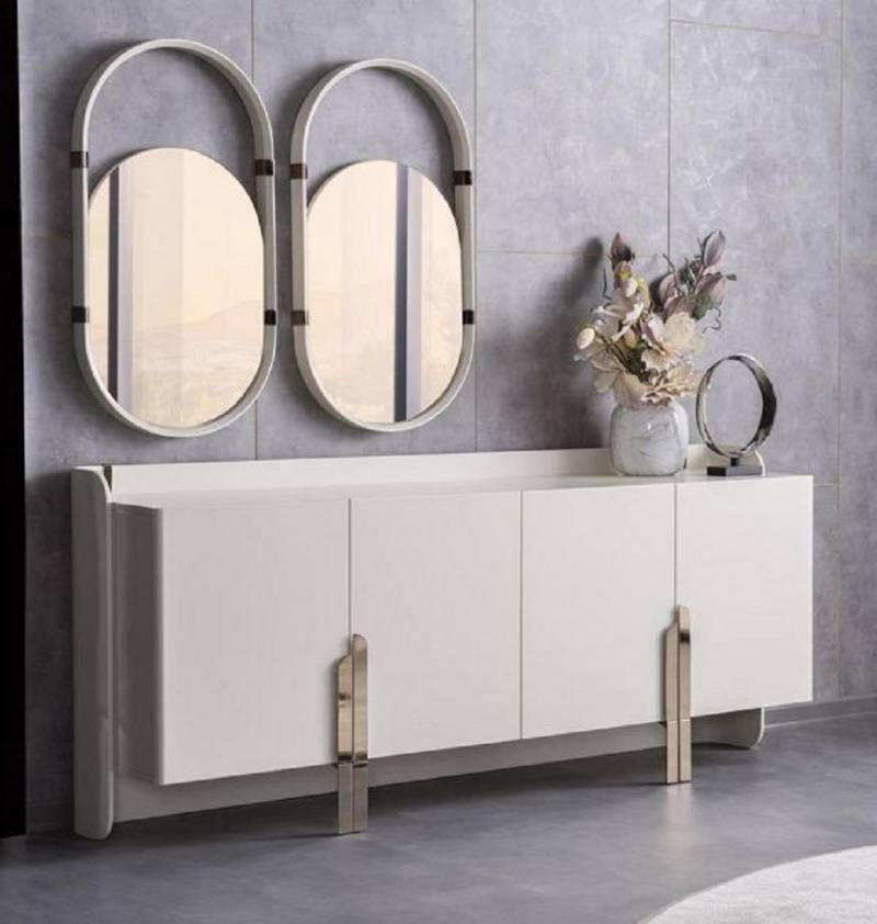 JVmoebel Sideboard Sideboard 2x Oval Spiegele Schrank Anrichte Beistellschrank Modern (3 St., Sideboard + 2x Spiegele), Made in Europa von JVmoebel