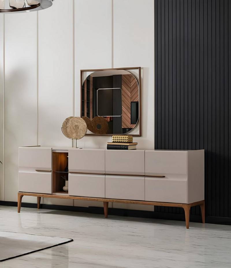 JVmoebel Sideboard Kommode Anrichte Kommodenschrank Lowboard elegantes Design (SIDEBOARD mit SPIEGEL), Made in Europa von JVmoebel