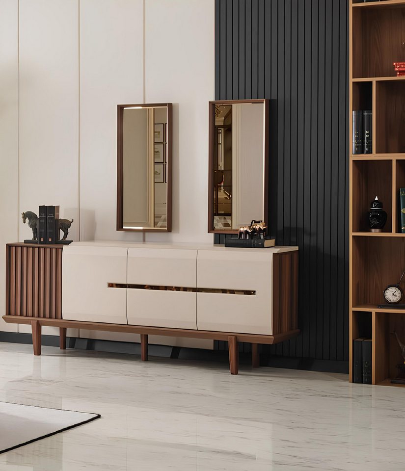 JVmoebel Sideboard Kommode Anrichte Schrankkommode Kommodenschrank modern dekorativ (SIDEBOARD MIT SPIEGEL), Made in Europa von JVmoebel