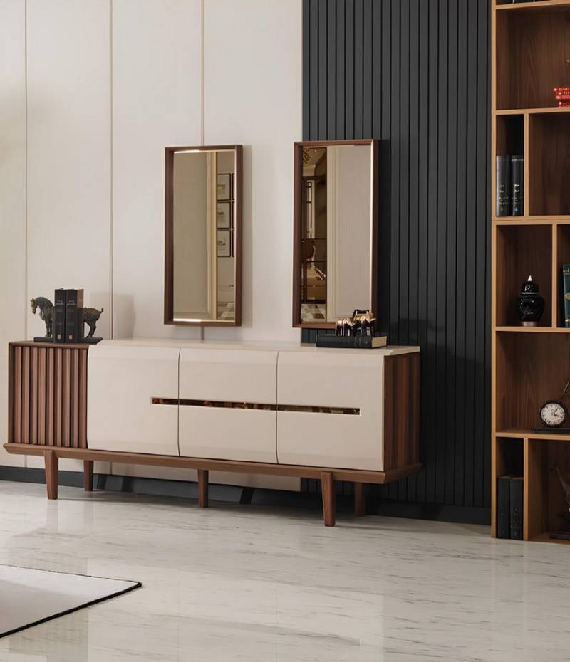 JVmoebel Sideboard Kommode Anrichte Schrankkommode Kommodenschrank modern dekorativ (SIDEBOARD MIT SPIEGEL), Made in Europa von JVmoebel