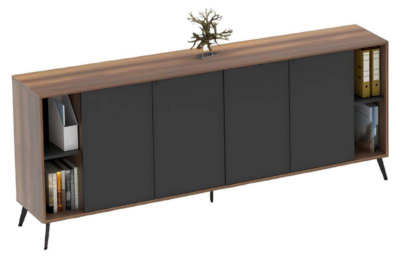 JVmoebel Aktenschrank Sideboard Kommode Büroschrank Aktenregal Arbeitszimmer Braun Schwarz (Sideboard) Made in Europa von JVmoebel