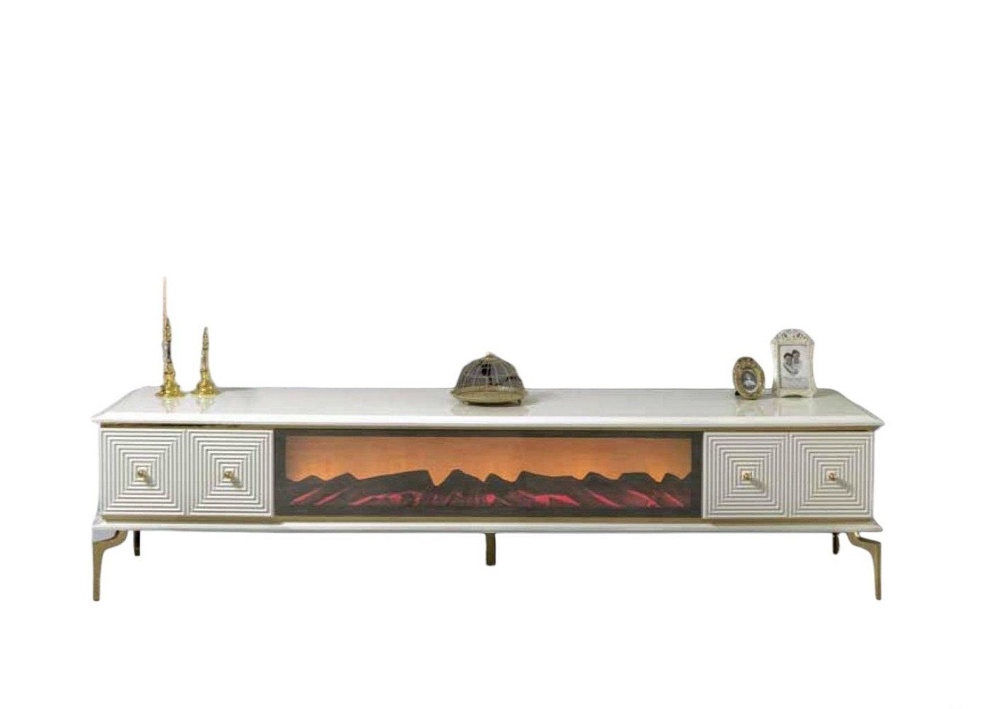 JVmoebel Sideboard, sideboard Schrank rtv mit Kamin Wohnwand Set TV Panel Edelstahl von JVmoebel