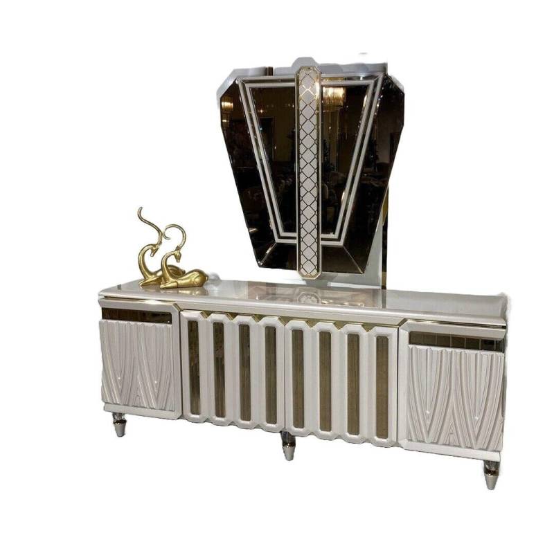 JVmoebel Sideboard Sideboard Spiegel Esszimmer Design Möbel Lowboard Beige Kommode (2 St., Sideboard/Spiegel), Made in Europa von JVmoebel