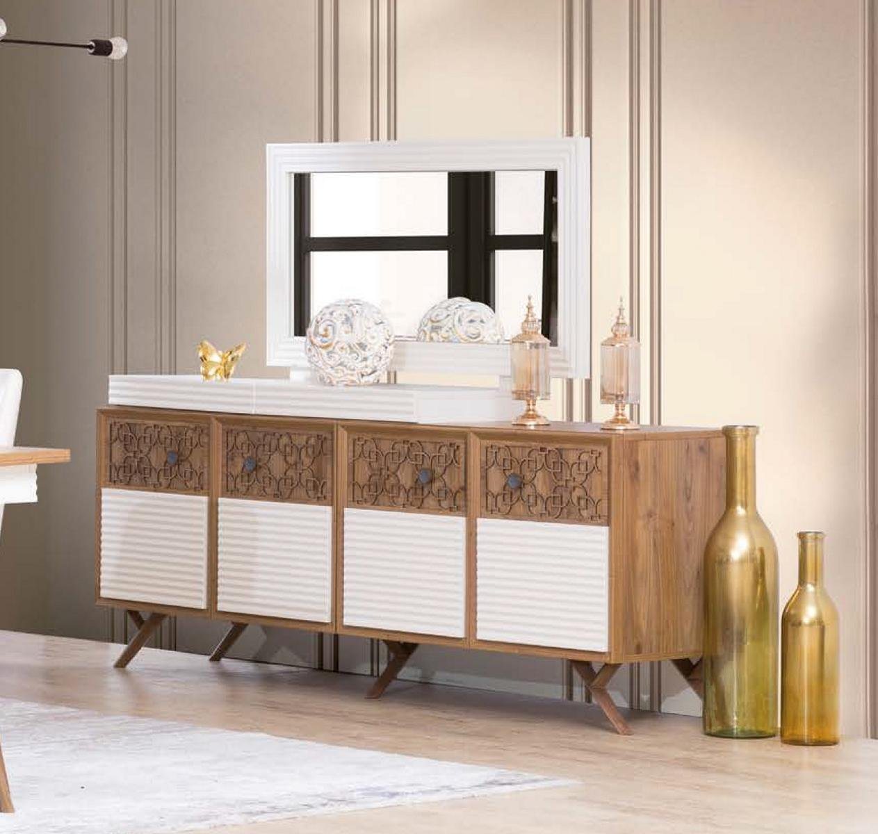 JVmoebel Sideboard Sideboard mit Spiegel Braun Kommoden Sideboards Holz Schrank Möbel von JVmoebel