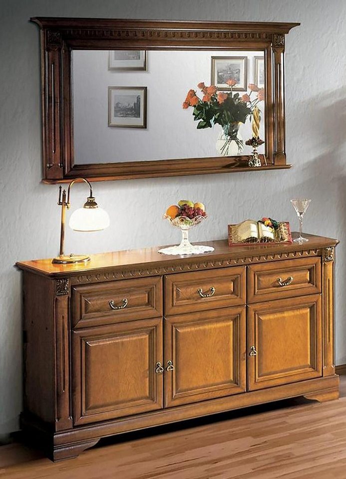 JVmoebel Kombikommode Sideboard mit Spiegel Vorratsschrank Anrichte Wandspiegel Klassisches (2 St., Sideboard mit Spiegel), Made in Europa von JVmoebel