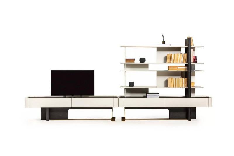 JVmoebel Sideboard Wohlfühl-Wohnwand TV Lowboard Regal in Weiß aus Holz (Sideboard / Regale), Made in Europa von JVmoebel