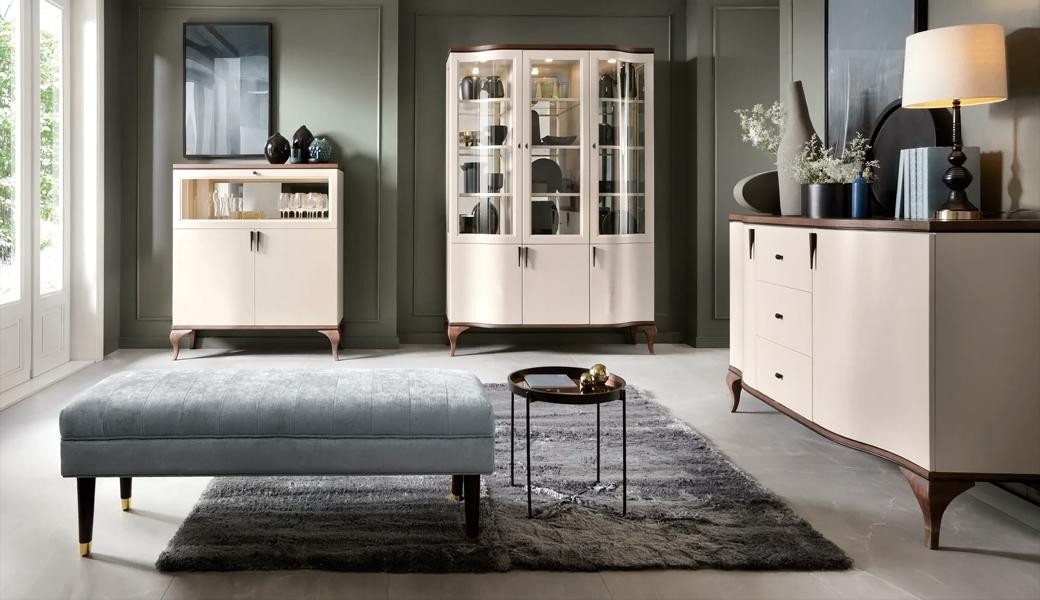 JVmoebel Wohnzimmer-Set Wohnwand Wohnzimmer Set Einrichtung Vitrine Sideboard Buffet Schrank, (3tlg Wohnzimmer Set (2x Vitrinen + Sideboard), Made in Europa von JVmoebel