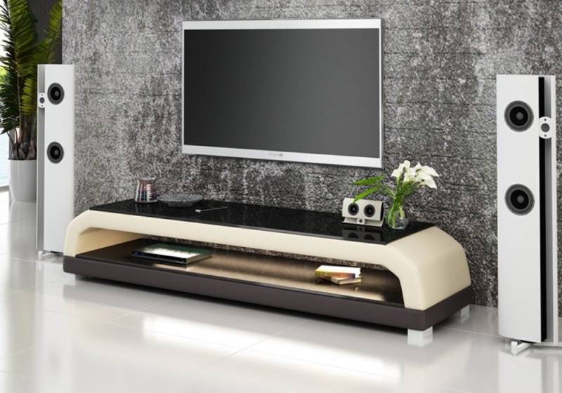 JVmoebel Sideboard rtv tv Sideboard Leder Glas Tisch Schrank Tisch Designer Glas lowboard von JVmoebel