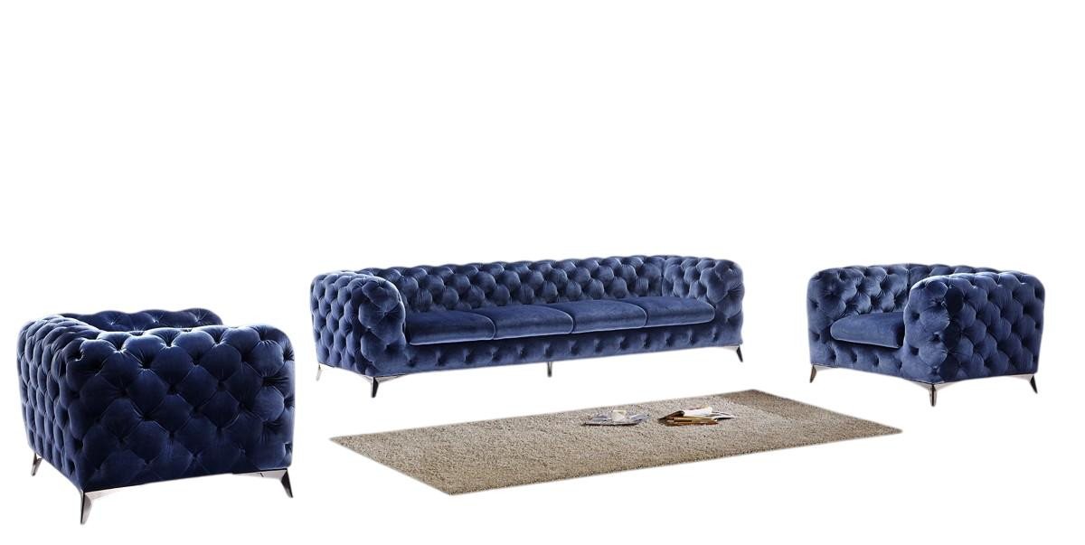 JVmoebel Sitzgruppe Chesterfield Sofa Couch XXL 3+2+2 Textil Blau Designer Garnitur, (3 Sitzer, 2 Sitzer), Made in Europe von JVmoebel