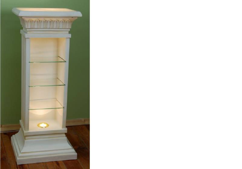 JVmoebel Vitrine Design Vitrine Regal Glas Säule Vitrinen Regale CD Schrank Lampe Made in Europa von JVmoebel