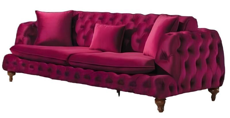 JVmoebel Sofa Chesterfield Samt Sofa 3 Sitzer Couch Stoff Polster Rosa Textil, 1 Teile, Made in Europa von JVmoebel