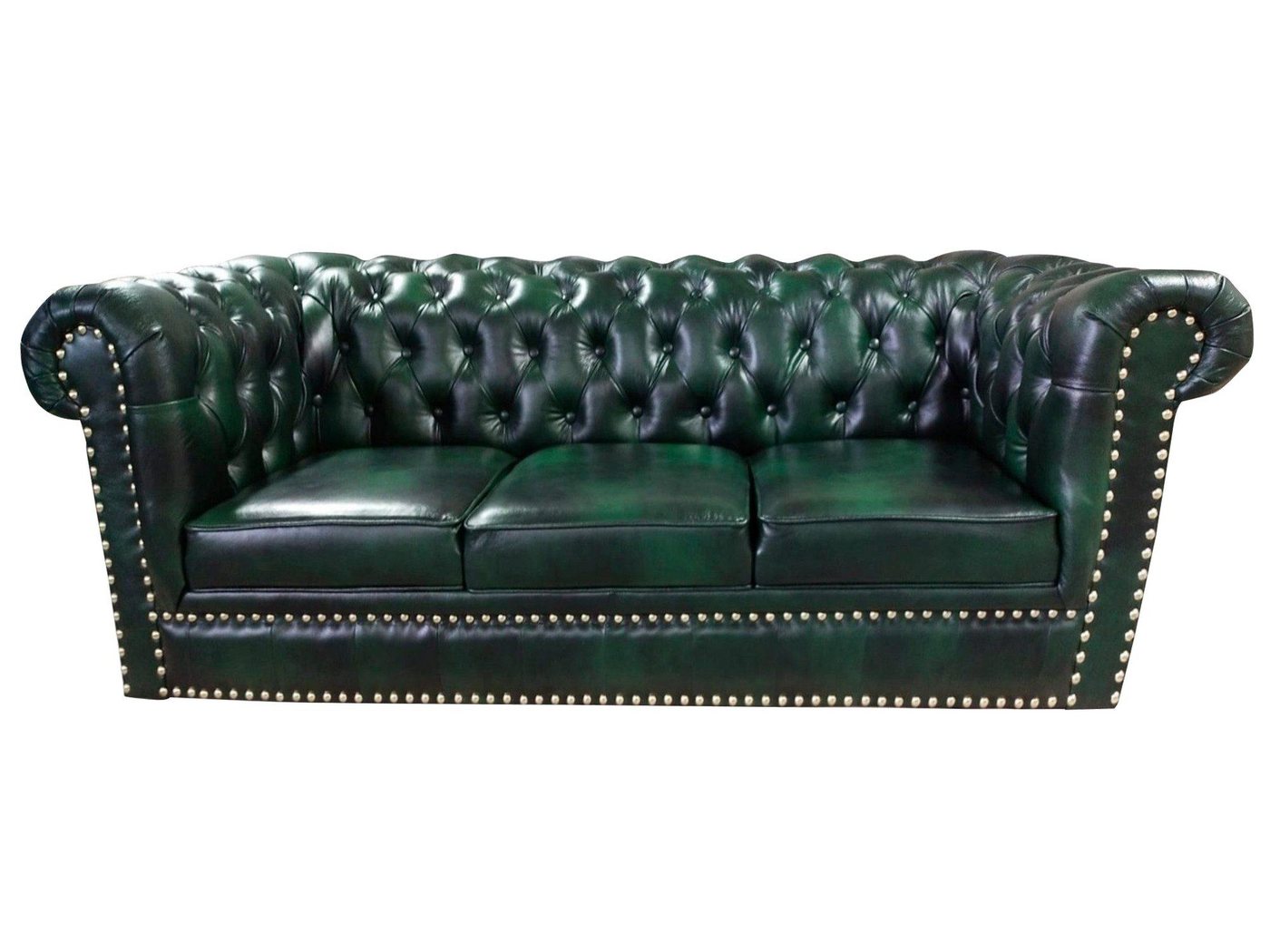 JVmoebel Sofa, Chesterfield Sofa Dreisitzer Echtleder Couch Grün Ledersofa 230cm von JVmoebel