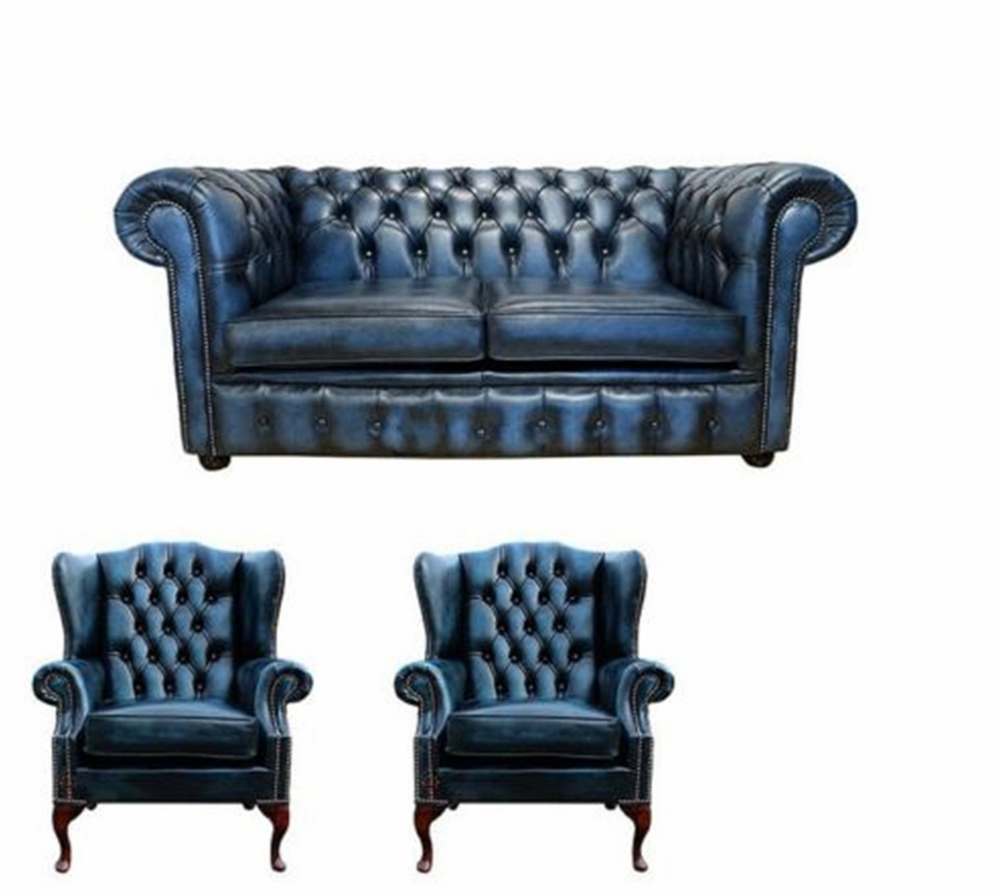 JVmoebel Sofa Chesterfield Sofagarnitur Leder Textil Chesterfield Komplett Set, Made in Europe von JVmoebel