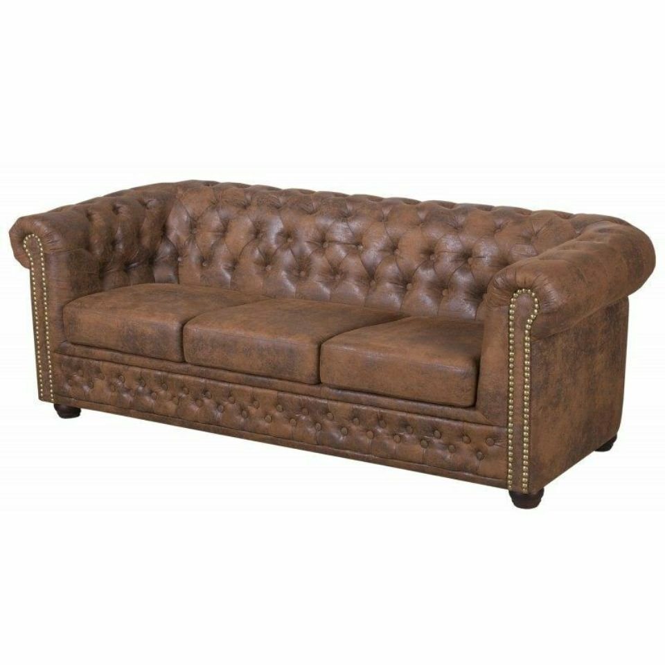JVmoebel Sofa Brauner stilvoller Chesterfield 3-Sitzer Ledercouch Sofa Couch Neu, Made in Europe von JVmoebel