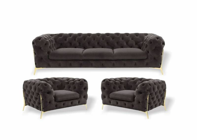 JVmoebel Chesterfield-Sofa Chesterfield luxus Sofa-Set 3+1+1, 3 Teile, Made in Europa von JVmoebel