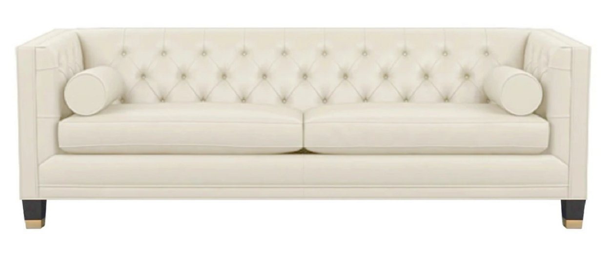 JVmoebel Sofa, Creme Dreisitzer Chesterfield Modern Design Couchen Leder Sofa Samt Möbel Neu von JVmoebel