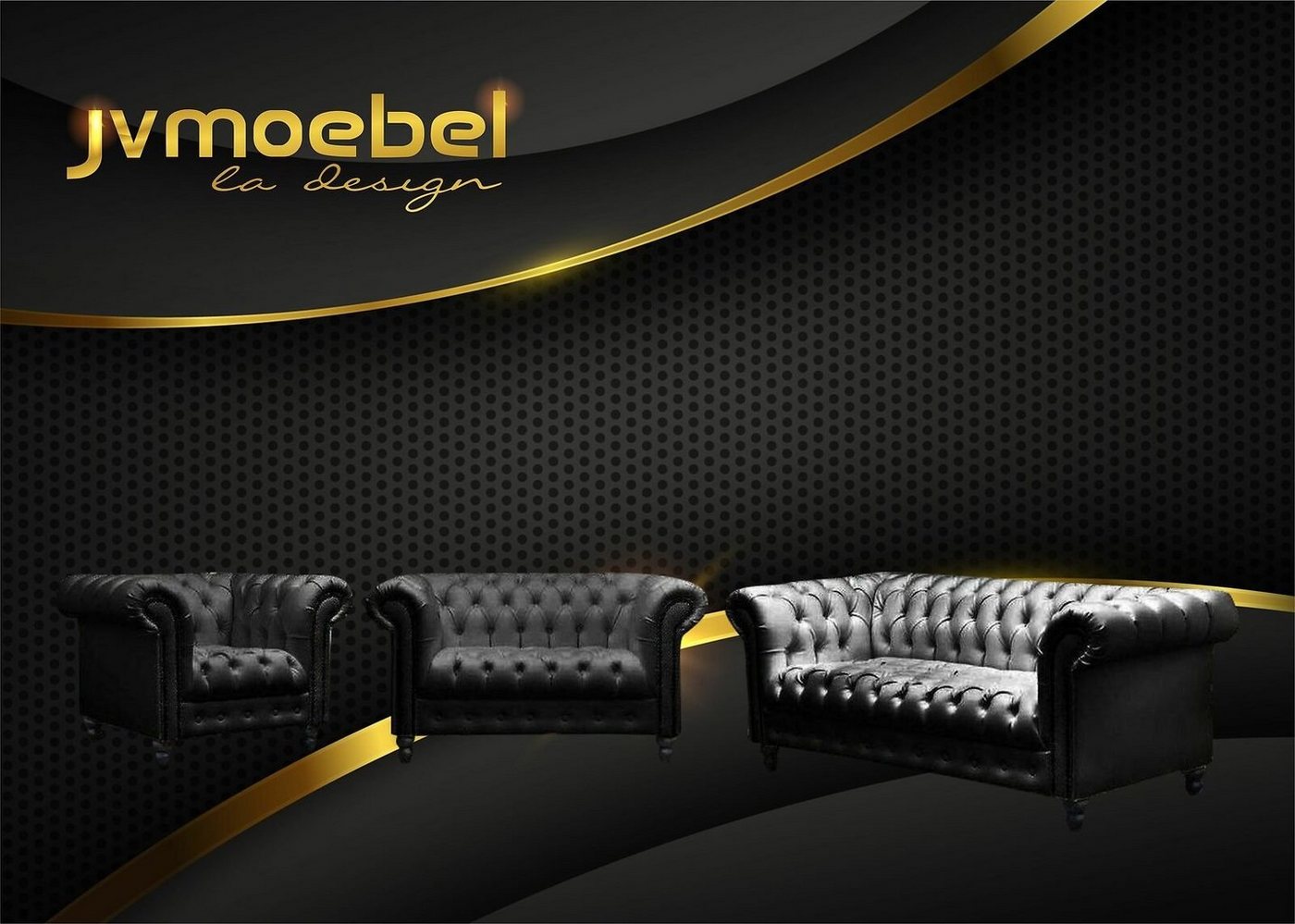 JVmoebel Sofa, Die Rückenlehne und die Sitzfläche ist mit Knöpfen verziert, Armlehne mit Nieten von JVmoebel