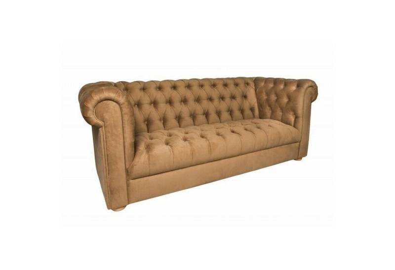 JVmoebel Sofa Stilvoller Chesterfield beiger Dreisitzer Design Leder Sofas Neu, Made in Europe von JVmoebel