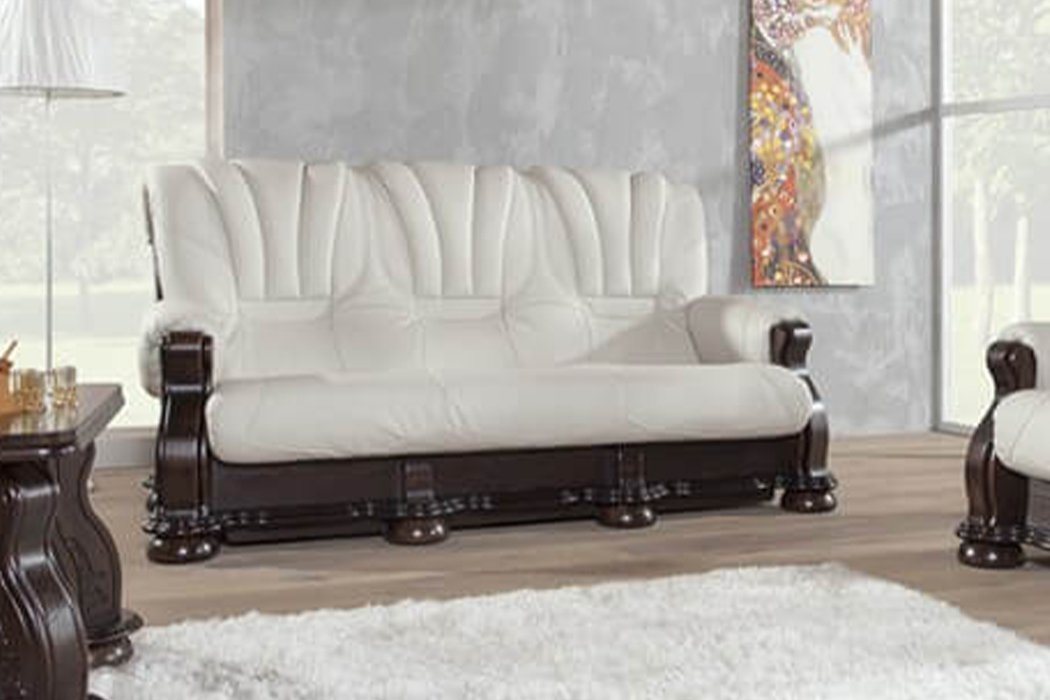 JVmoebel Sofa, Dreisitzer Sofa Leder Couch Holz Polster Klassische Couchen Sofas von JVmoebel