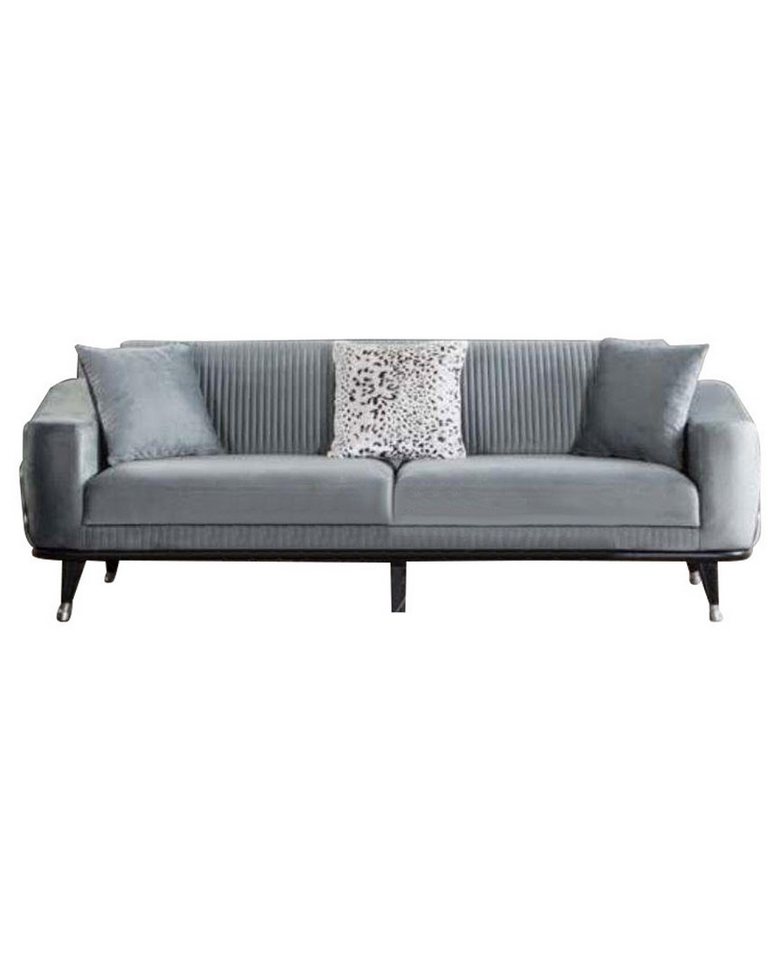 JVmoebel Sofa Graue Design Couch Sofa Samt Dreisitzer Luxus Möbel, Made in Europe von JVmoebel