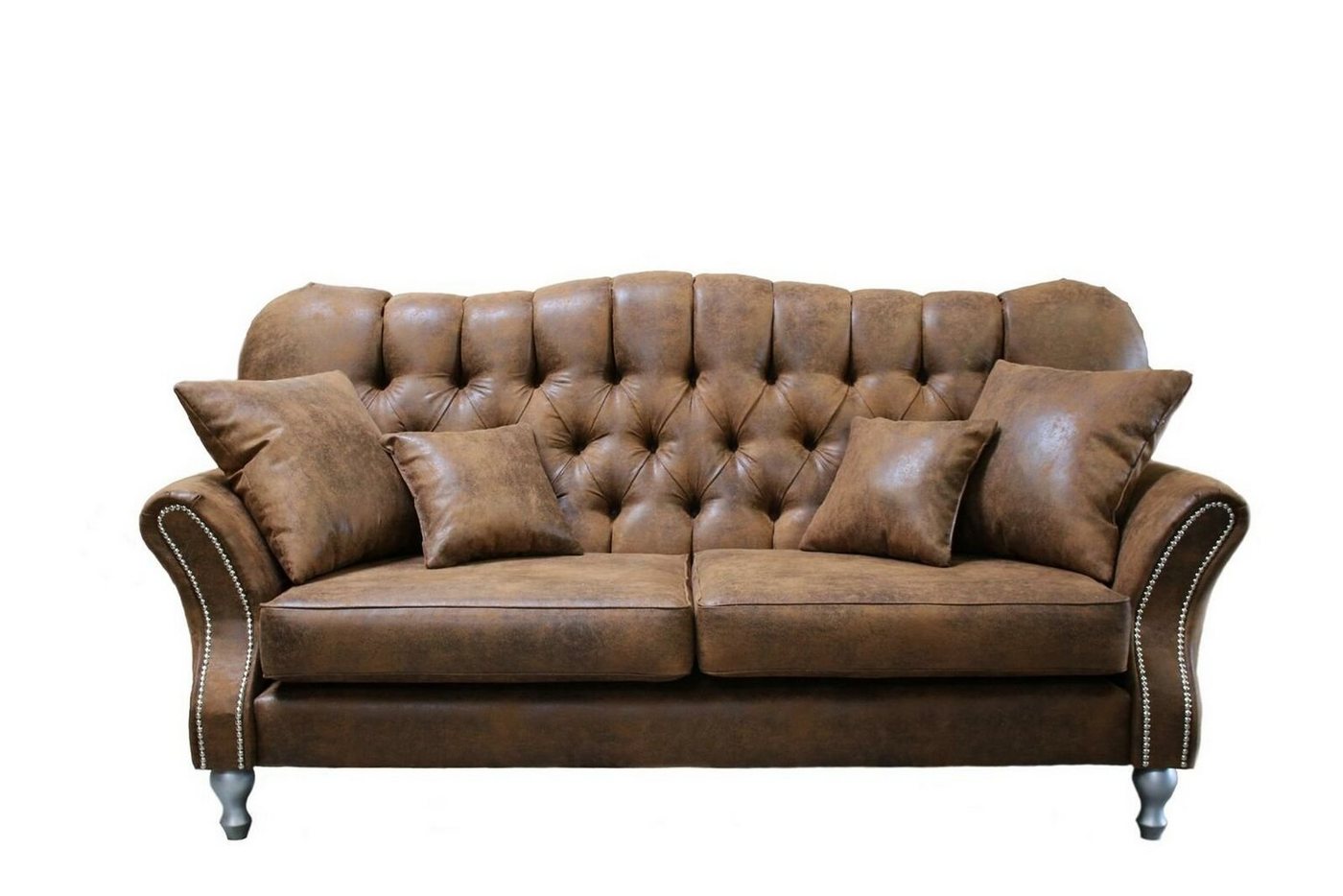 JVmoebel Sofa Klassischer Brauner Chesterfield 3-Sitzer Ledersofa Design Neu, Made in Europe von JVmoebel