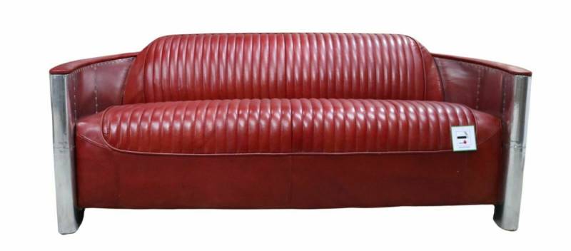 JVmoebel Sofa, Ledersofa Couch Polster Sofa Aluminium Dreisitzer Vintage Luxus von JVmoebel