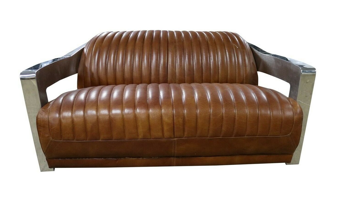 JVmoebel Sofa, Sofa Vintage 2-Sitzer Ledersofa im Retro Stil Echtleder von JVmoebel