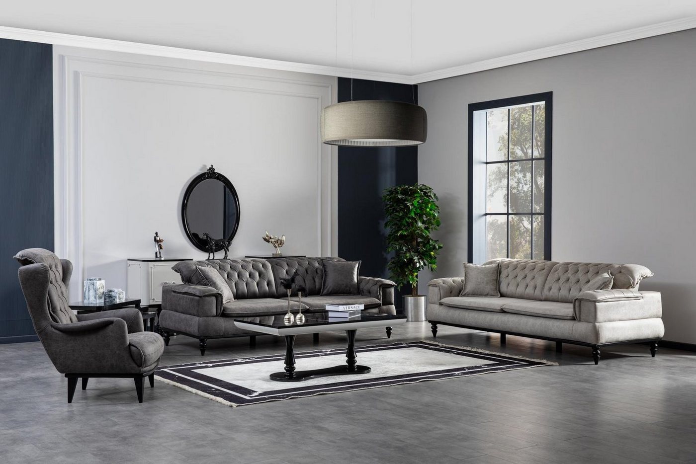 JVmoebel Sofa, Sofagarnitur 331Sitzer Anrichte mit Spiegel Couchtisch Garnitur Luxus von JVmoebel