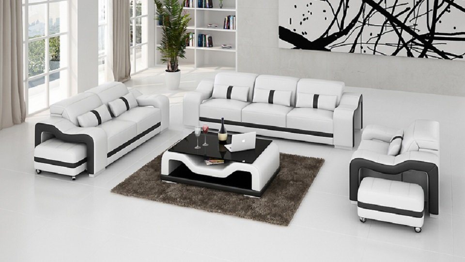 JVmoebel Sofa 3+2+1 Sitzer Set Design Sofas Polster Couchen Leder Relax, Made in Europe von JVmoebel