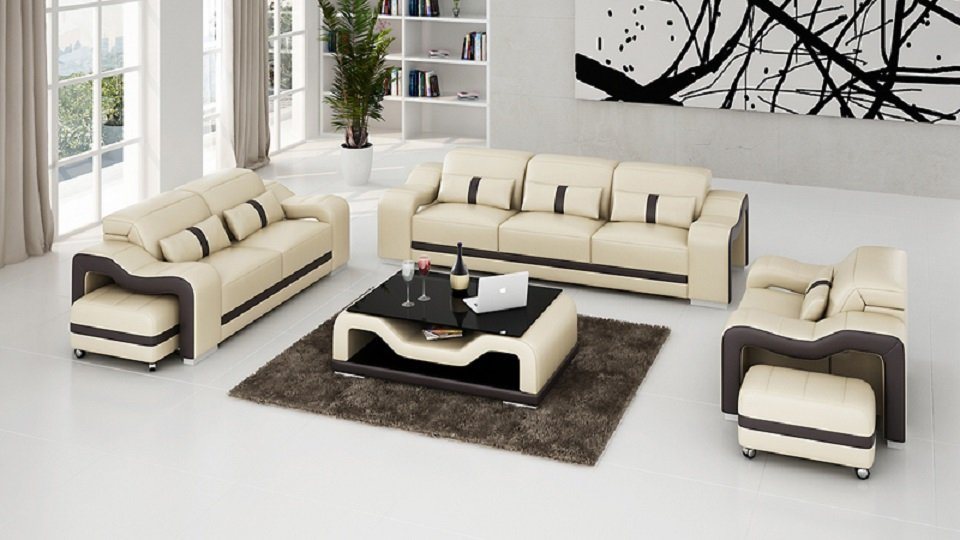 JVmoebel Sofa 3+2+1 Sitzer Set Design Sofas Polster Couchen Leder Relax, Made in Europe von JVmoebel