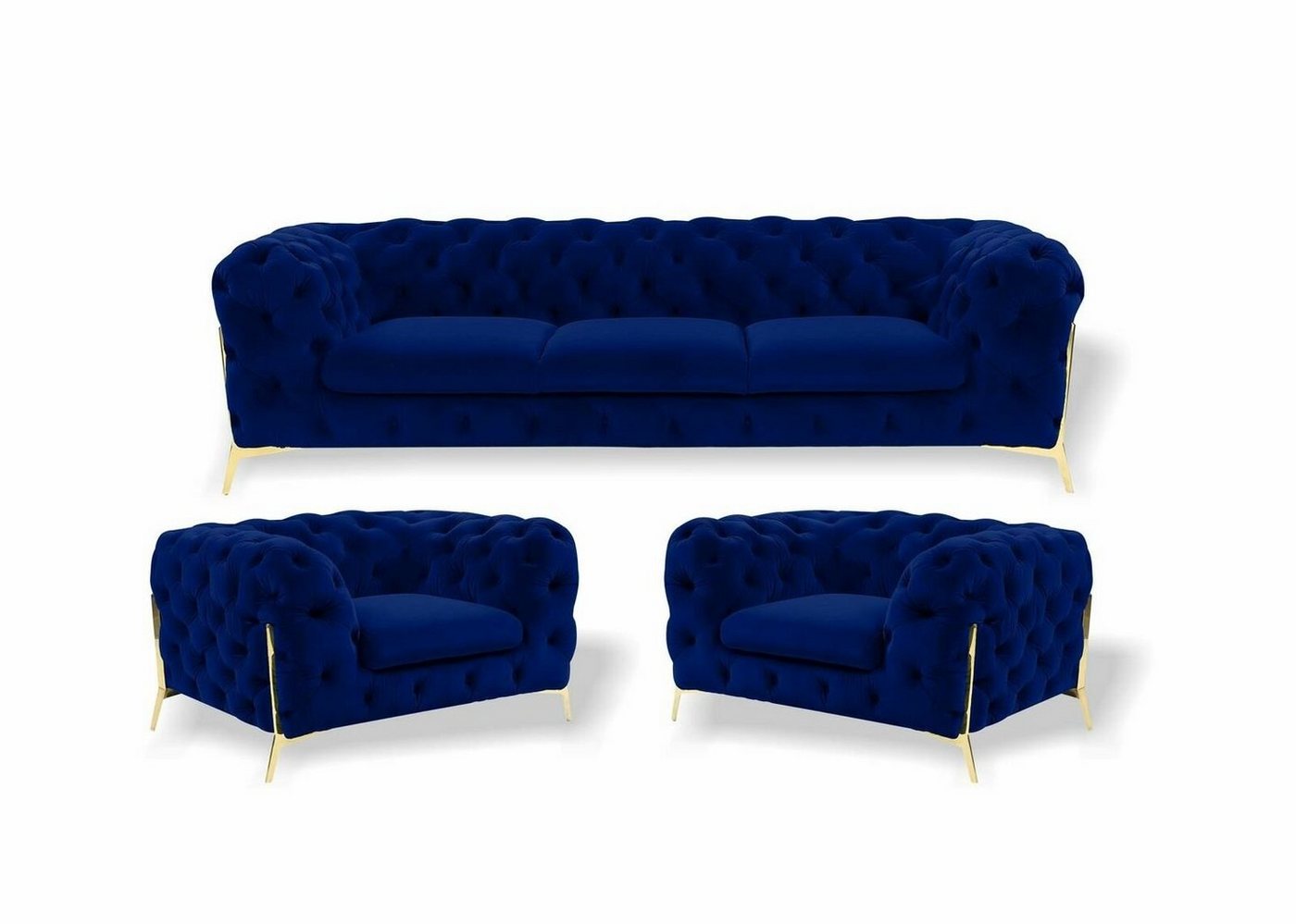 JVmoebel Sofa Blaue Chesterfield Designe Sofagarnitur 311 Sitz Sofa Couch Stoff, Made in Europe von JVmoebel