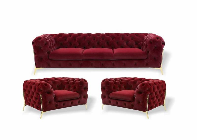 JVmoebel Chesterfield-Sofa Blaue Chesterfield Designe Sofagarnitur 311 Sitz Sofa Couch Stoff, Made in Europa von JVmoebel