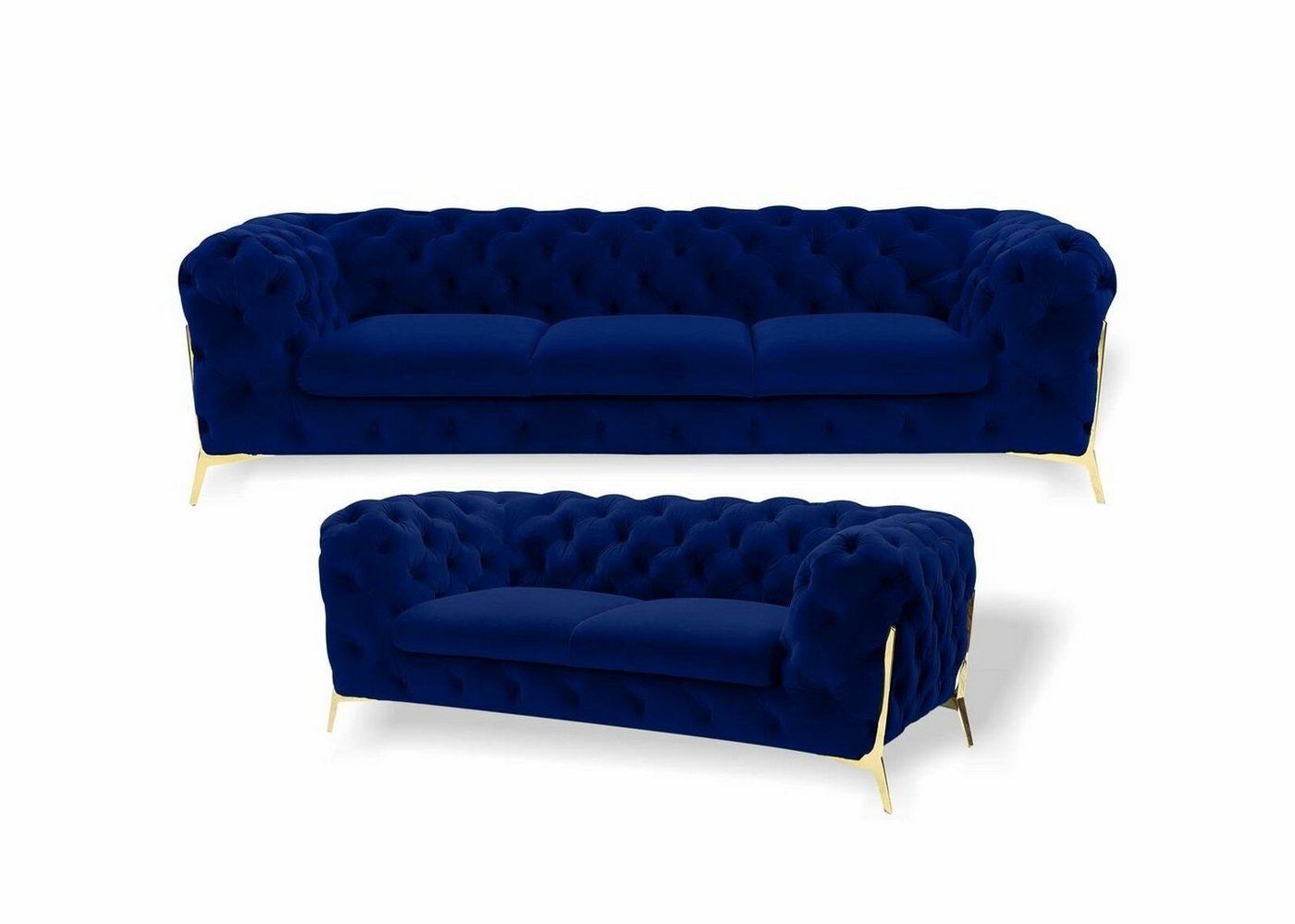 JVmoebel Sofa Blaue Luxus Moderne Chesterfield Couchgarnitur 3+2 Sitzer Neu, Made in Europe von JVmoebel