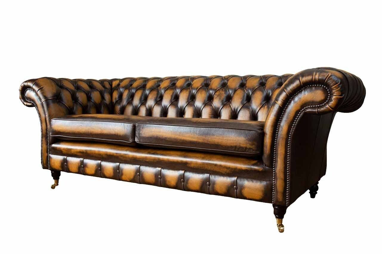 JVmoebel Sofa Braunes Sofa 3 Sitzer Couch design Chesterfield Polster Sitz Leder, Made in Europe von JVmoebel