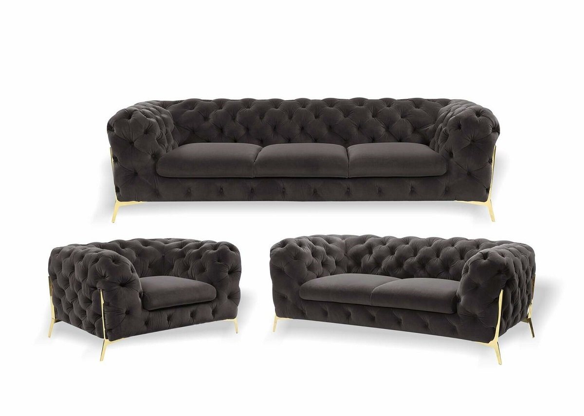 JVmoebel Sofa Braune Luxus Chesterfield Möbel Sofa Garnitur 3 2 1 Sitzer, Made in Europe von JVmoebel