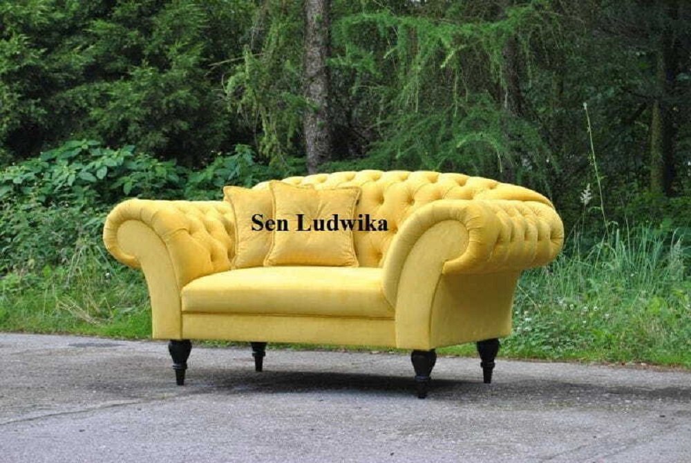JVmoebel Sofa Chesterfield 2 Sitzer Couch Polster Textil Samt Couchen Wohnzimmer von JVmoebel