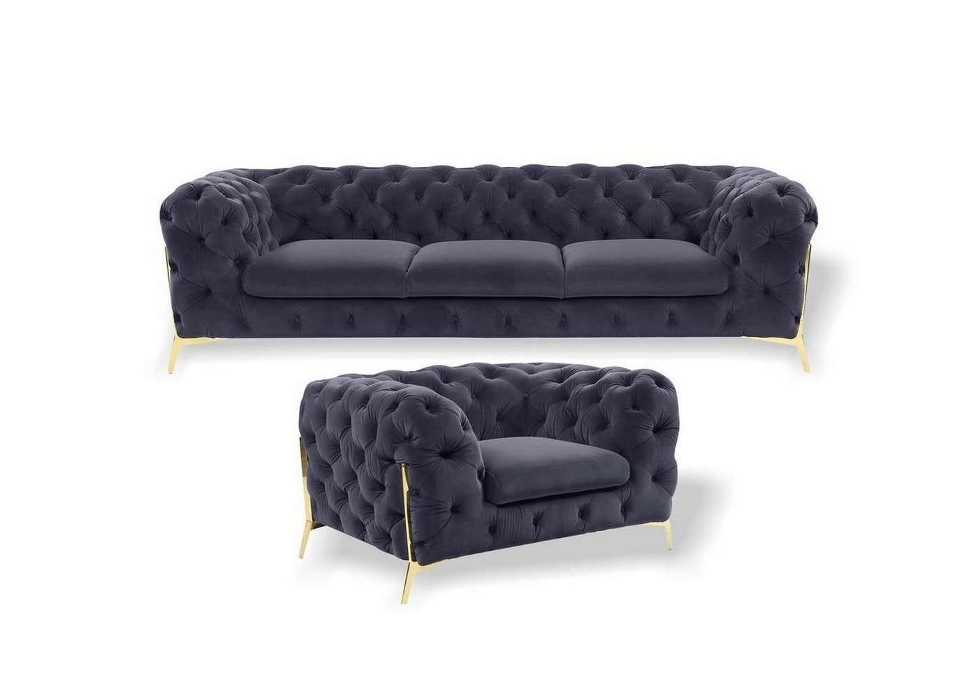 JVmoebel Wohnzimmer-Set Chesterfield Sofagarnitur 3+1 Sitzer Design Sofa Polster Couchen, (3+1 Sitzer), Made in Europe von JVmoebel