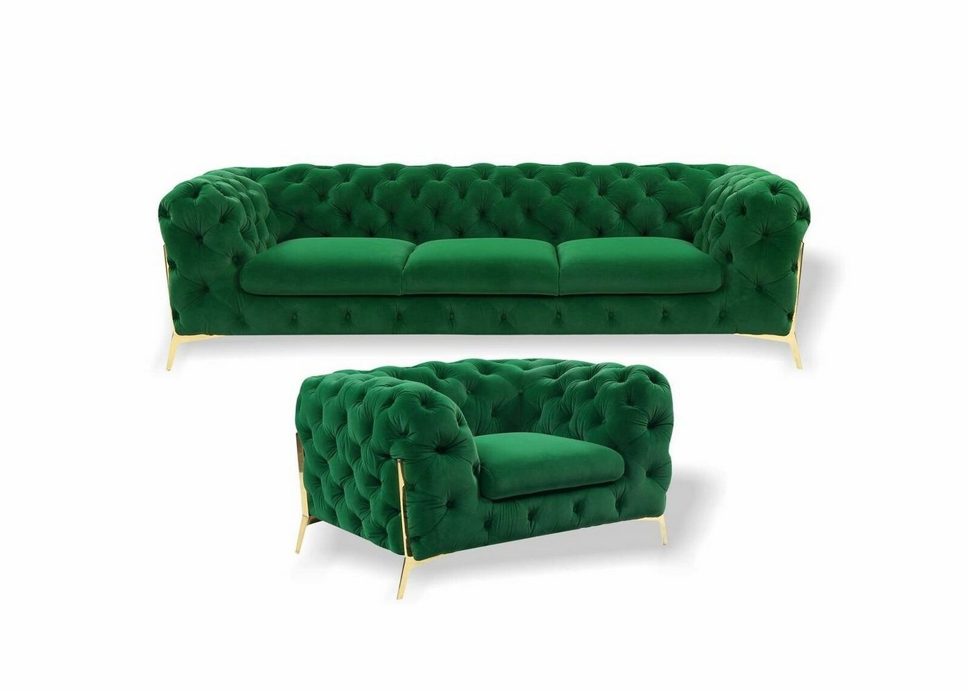 JVmoebel Wohnzimmer-Set Chesterfield Sofagarnitur 3+1 Sitzer Design Sofa Polster Couchen, (3+1 Sitzer), Made in Europe von JVmoebel