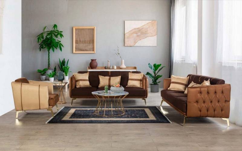 JVmoebel Chesterfield-Sofa Chesterfield Sofaset: 3er und 2er Sofa mit Sessel, Made in Europa JVmoebel Chesterfield-Sofa Chesterfield Sofaset: 3er und 2er Sofa mit Sessel, Made in Europa von JVmoebel