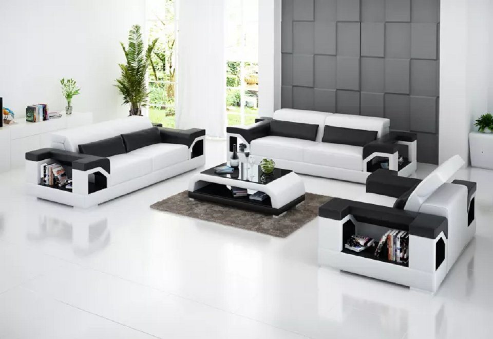 JVmoebel Sofa Couch 321 Sitzer Couchtisch Ledersofa Modernes Sofa Wohnlandschaft, Made in Europe von JVmoebel