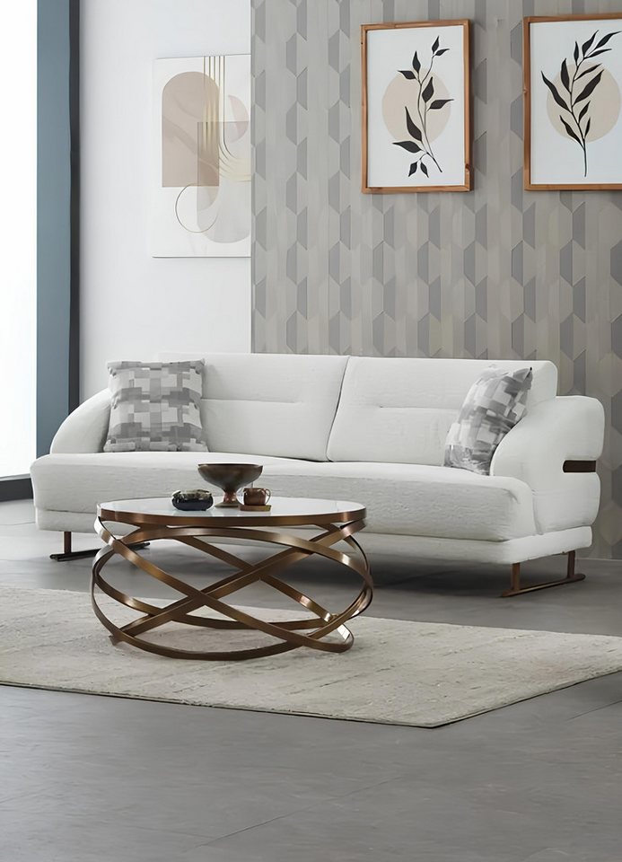 JVmoebel Sofa Couch Modern Dreisitzer Sofa 3 Sitzer Stoffsofa Polstersofa Weiß Sofas, Made in Europa von JVmoebel