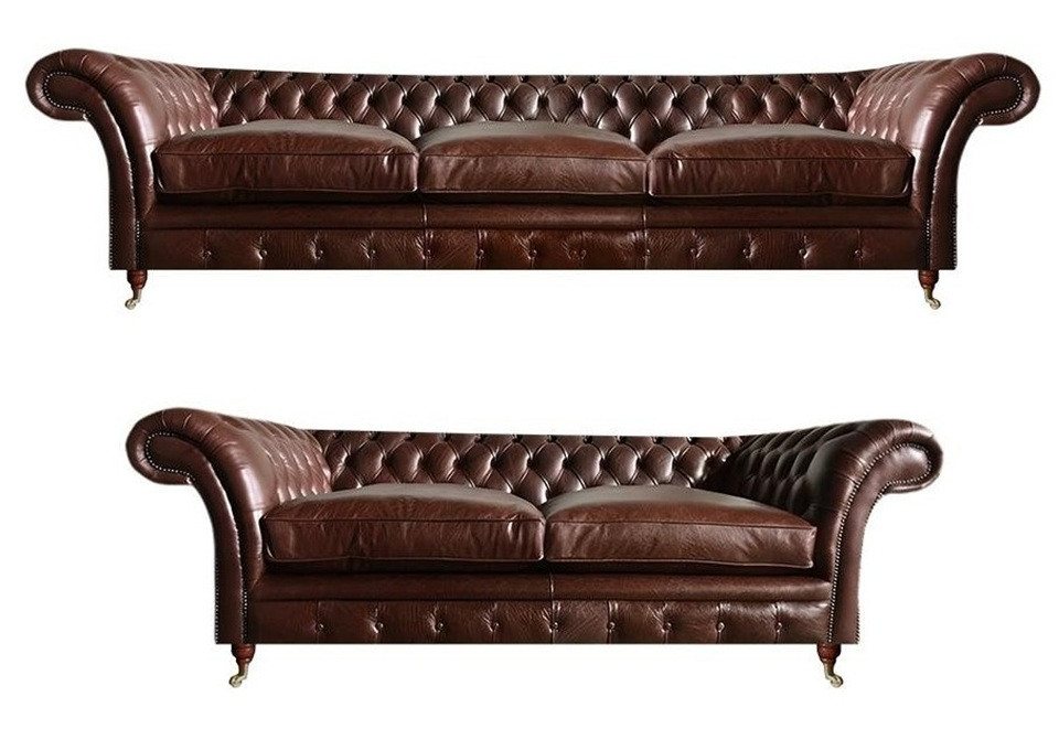 JVmoebel Sofa Couchgarnitur Braun Leder Sofas 3+2 Sitzer Wohnzimmer Chesterfield, Made in Europa JVmoebel Sofa Couchgarnitur Braun Leder Sofas 3+2 Sitzer Wohnzimmer Chesterfield, Made in Europa von JVmoebel