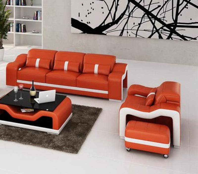 JVmoebel Sofa Designer schwarze 3+1 Sitzer Sofagarnitur Polstermöbel Couch Neu, Made in Europa von JVmoebel