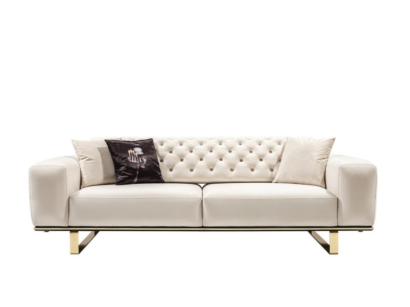 JVmoebel Sofa Dreisitzer Chesterfield Sofa 3 Sitz Sofas Weiß Stoff Wohnzimmer, 1 Teile, Made in Europe von JVmoebel