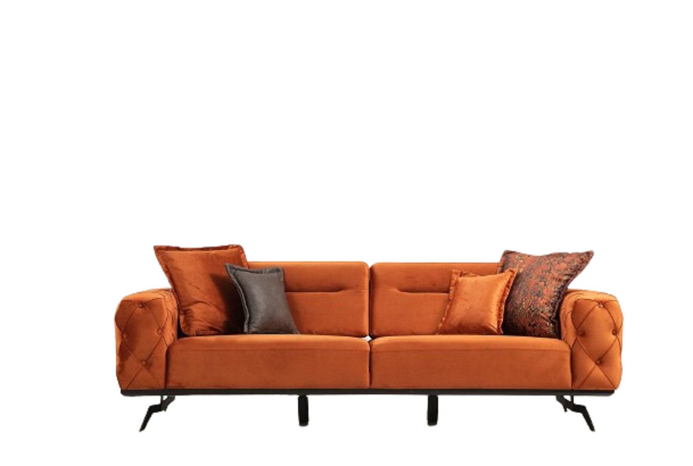 JVmoebel Sofa Dreisitzer Couch Orange Sofa 3 Sitzer Polster Stoffsofa Chesterfield, 1 Teile, Made in Europa von JVmoebel