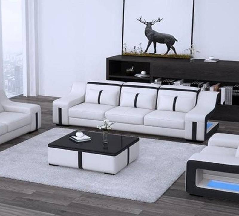 JVmoebel Sofa Dreisitzer Designer Sofa 3 Sitz + USB Polster Leder Couchen Big Sofas, Made in Europa von JVmoebel