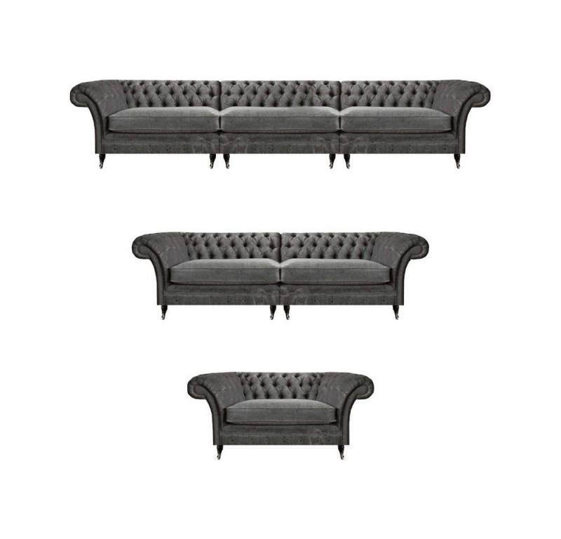 JVmoebel Chesterfield-Sofa Edles Chesterfield Set Designer Polstermöbel Sofagarnitur 3tlg, Made in Europa von JVmoebel