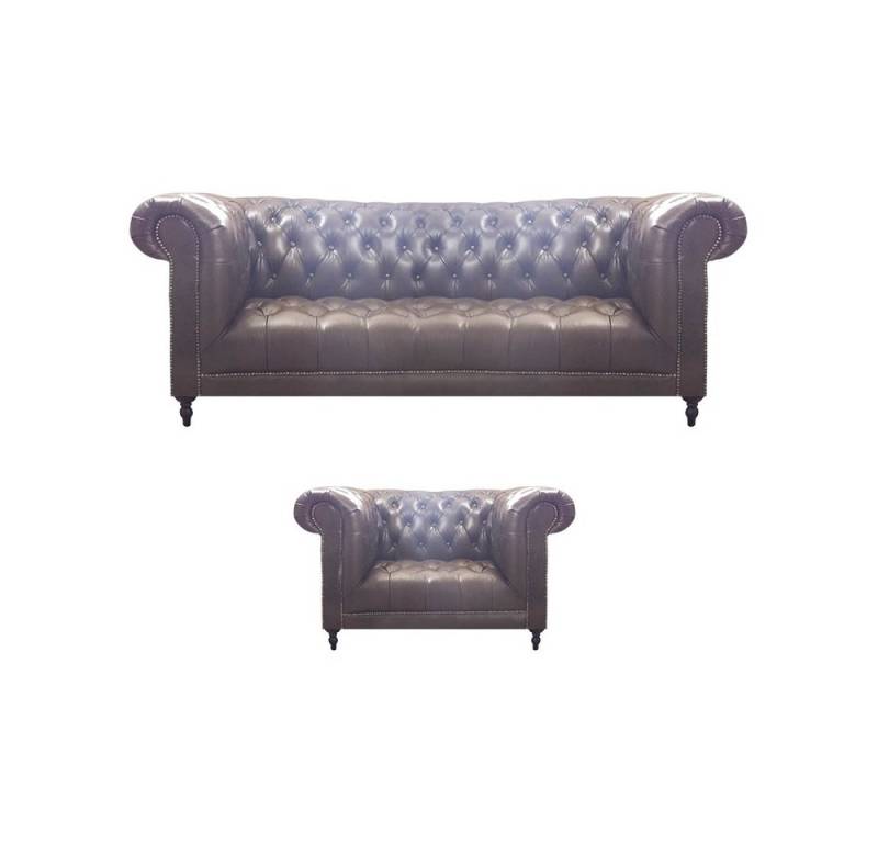 JVmoebel Polstergarnitur Elegantes Ledersofa Set für das Wohnzimmer – 2 Sessel & Dreisitzer, (2-tlg., 1x 3-Sitzer Sofa + 1x Sessel), Made in Europa von JVmoebel